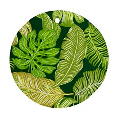 Tropical Green Leaves Round Ornament (two Sides) by snowwhitegirl