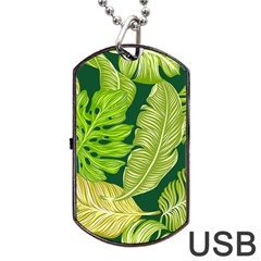 Tropical Green Leaves Dog Tag Usb Flash (one Side) by snowwhitegirl