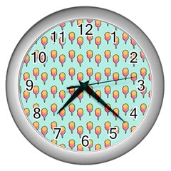 Cotton Candy Pattern Aqua 3d Wall Clock (silver) by snowwhitegirl