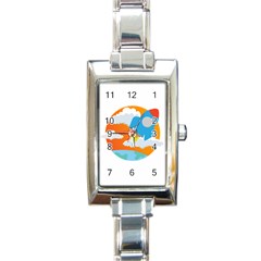 Rocket Rocket Ship Rocket Fire Rectangle Italian Charm Watch by Pakrebo