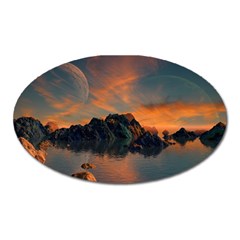 Horizon Sunset Evening Sunrise Oval Magnet by Pakrebo