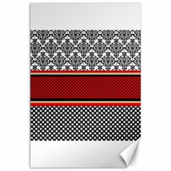 Background Damask Red Black Canvas 24  x 36 