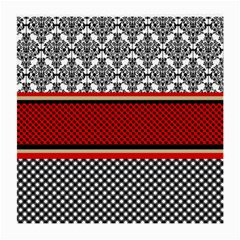 Background Damask Red Black Medium Glasses Cloth (2-side) by Pakrebo