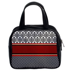 Background Damask Red Black Classic Handbag (Two Sides)