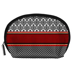 Background Damask Red Black Accessory Pouch (large) by Pakrebo