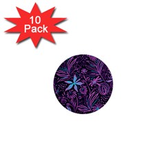 Stamping Pattern Leaves Drawing 1  Mini Buttons (10 Pack)  by Pakrebo
