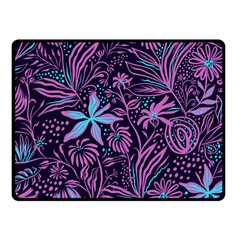 Stamping Pattern Leaves Drawing Fleece Blanket (small) by Pakrebo