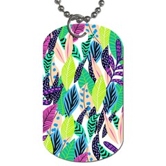 Leaves Drawing Pattern Nature Dog Tag (one Side) by Pakrebo