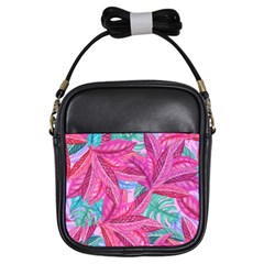 Leaves Tropical Reason Stamping Girls Sling Bag by Pakrebo