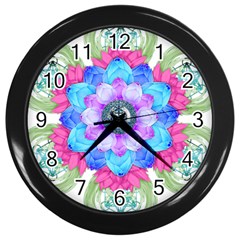 Lotus Flower Bird Metatron s Cube Wall Clock (black) by Pakrebo