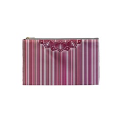 Cranberry Striped Mandala - Cosmetic Bag (small) by WensdaiAmbrose