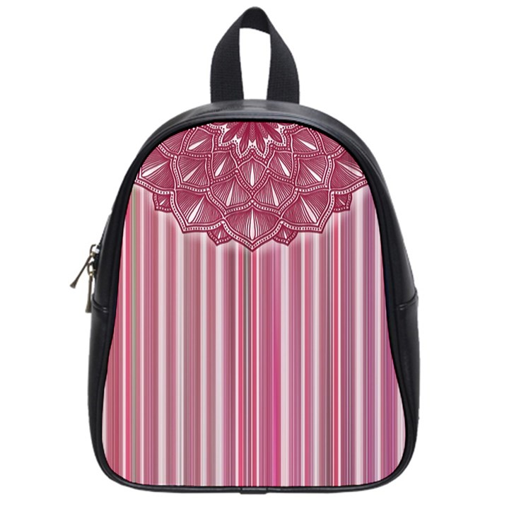 Cranberry Striped Mandala - School Bag (Small)