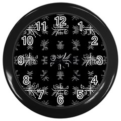 Black And White Ethnic Design Print Wall Clock (black) by dflcprintsclothing