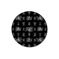 Black And White Ethnic Design Print Magnet 3  (round) by dflcprintsclothing