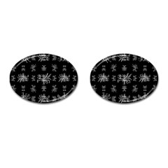 Black And White Ethnic Design Print Cufflinks (oval) by dflcprintsclothing