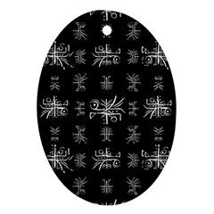 Black And White Ethnic Design Print Oval Ornament (two Sides) by dflcprintsclothing