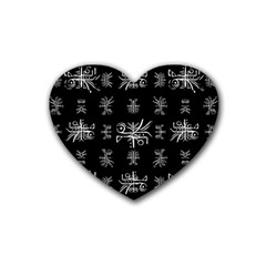 Black And White Ethnic Design Print Rubber Coaster (heart)  by dflcprintsclothing