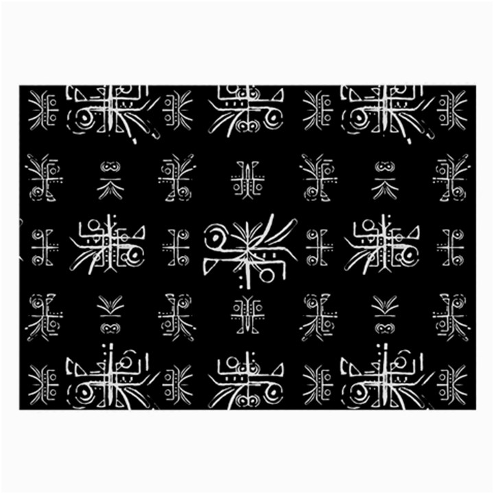 Black And White Ethnic Design Print Large Glasses Cloth