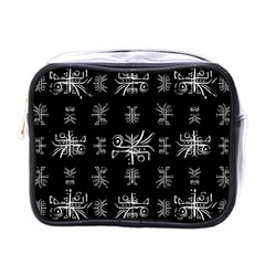 Black And White Ethnic Design Print Mini Toiletries Bag (one Side) by dflcprintsclothing