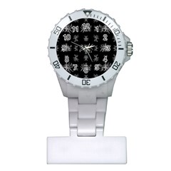 Black And White Ethnic Design Print Plastic Nurses Watch by dflcprintsclothing