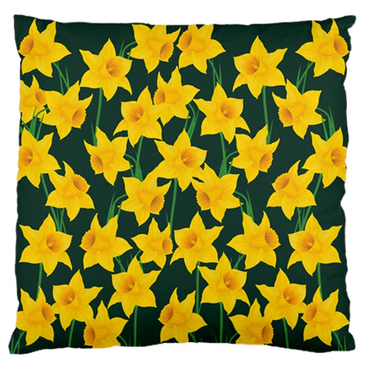 Yellow Daffodils Pattern Standard Flano Cushion Case (One Side)