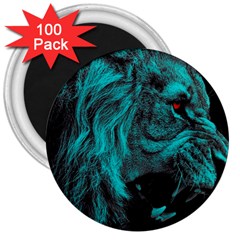 Angry Male Lion Predator Carnivore 3  Magnets (100 Pack)