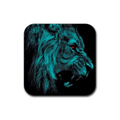 Angry Male Lion Predator Carnivore Rubber Coaster (square) 