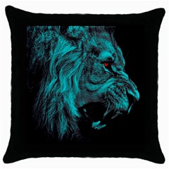 Angry Male Lion Predator Carnivore Throw Pillow Case (black)