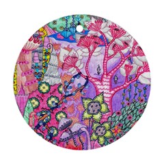 Trippy Forest Full Version Round Ornament (two Sides) by okhismakingart