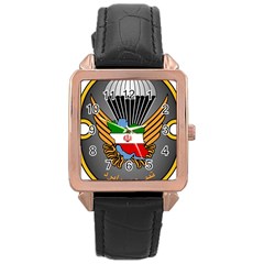 Insignia Of Iranian Army 55th Airborne Brigade Rose Gold Leather Watch  by abbeyz71