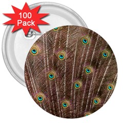 Peacock Feather Bird Exhibition 3  Buttons (100 Pack)  by Pakrebo