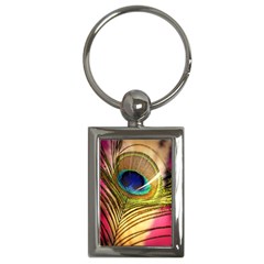 Peacock Feather Colorful Peacock Key Chains (Rectangle) 