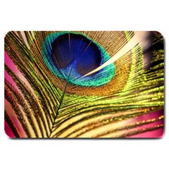 Peacock Feather Colorful Peacock Large Doormat  by Pakrebo