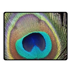 Peacock Feather Close Up Macro Fleece Blanket (small) by Pakrebo