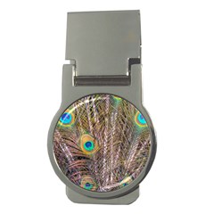Pen Peacock Wheel Plumage Colorful Money Clips (Round) 