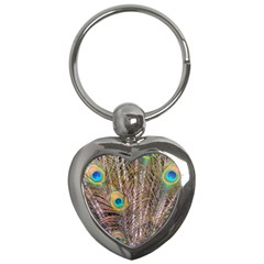 Pen Peacock Wheel Plumage Colorful Key Chains (Heart) 