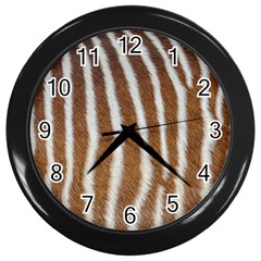 Skin Zebra Striped White Brown Wall Clock (black) by Pakrebo