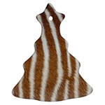 Skin Zebra Striped White Brown Christmas Tree Ornament (Two Sides) Front