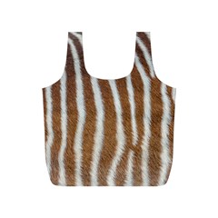Skin Zebra Striped White Brown Full Print Recycle Bag (s) by Pakrebo