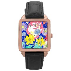 London Flora  Rose Gold Leather Watch  by okhismakingart