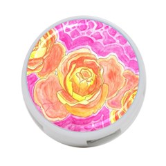 Orange Roses Watercolor 4-port Usb Hub (one Side)