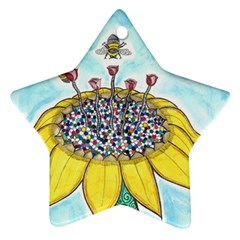 Bees At Work In Blue  Ornament (star) by okhismakingart