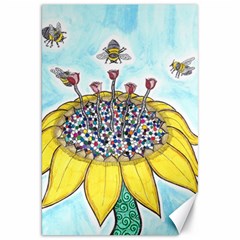 Bees At Work In Blue  Canvas 20  X 30  by okhismakingart