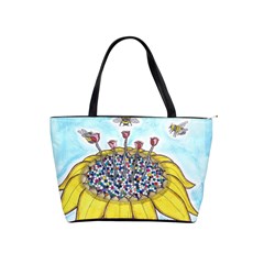 Bees At Work In Blue  Classic Shoulder Handbag by okhismakingart