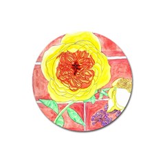 Reid Hall Rose Watercolor Magnet 3  (round) by okhismakingart