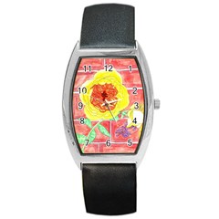 Reid Hall Rose Watercolor Barrel Style Metal Watch by okhismakingart