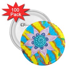 Tie-dye Flower And Butterflies 2 25  Buttons (100 Pack)  by okhismakingart