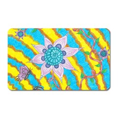 Tie-dye Flower And Butterflies Magnet (rectangular) by okhismakingart