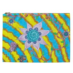 Tie-dye Flower And Butterflies Cosmetic Bag (xxl) by okhismakingart