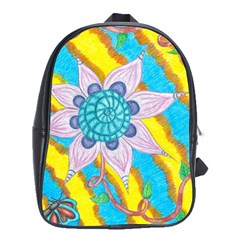 Tie-dye Flower And Butterflies School Bag (xl) by okhismakingart